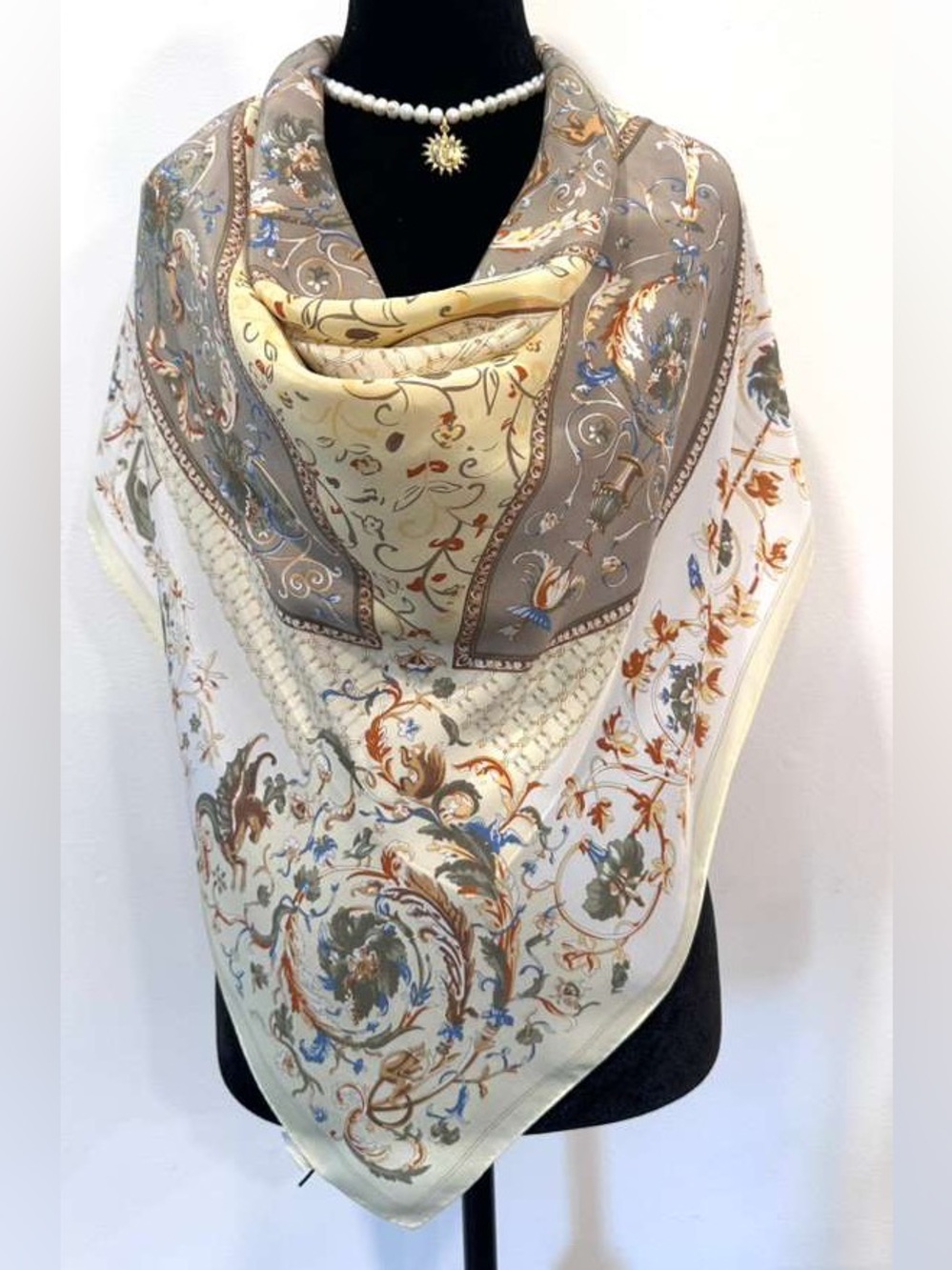 Gerry Weber Silk Scarf Beige Hand Rolled